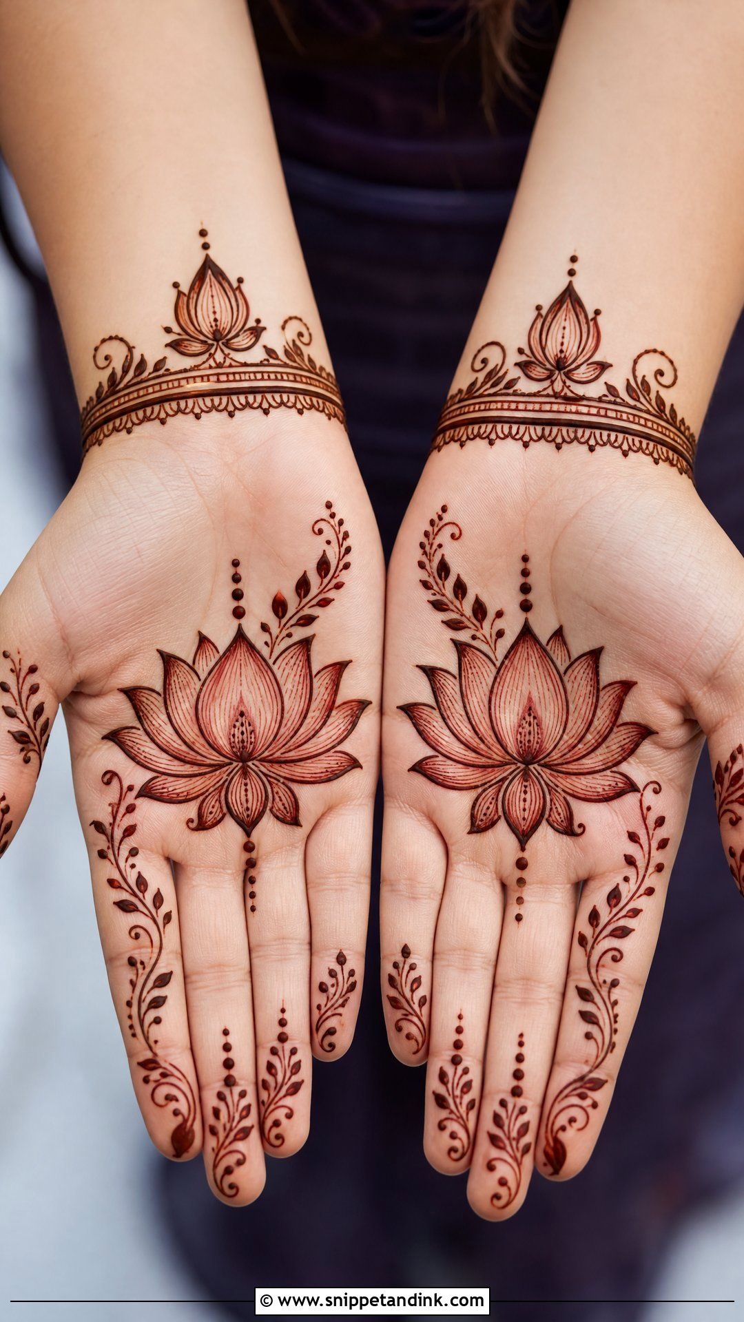 Simple Lotus Front Hand Mehndi Design - Snippet and Ink - 35 Simple Easy Front Hand Mehndi Designs