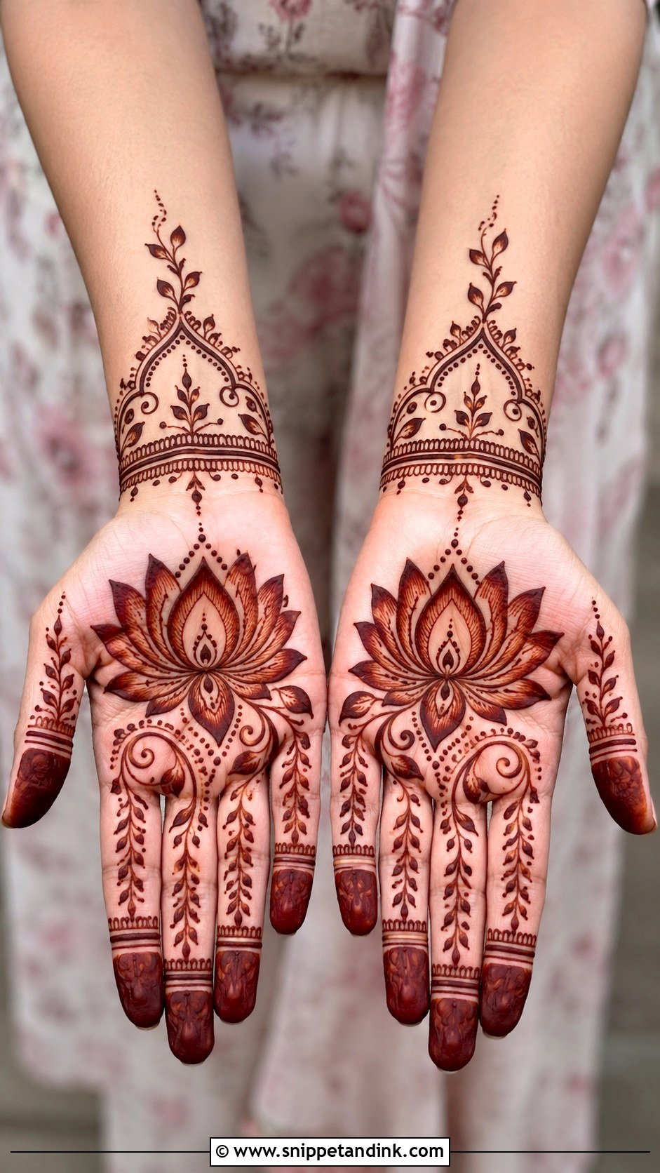 Simple Lotus Front Palm Mehndi Design - Snippet and Ink - 35 Simple Front Palm Mehndi Designs