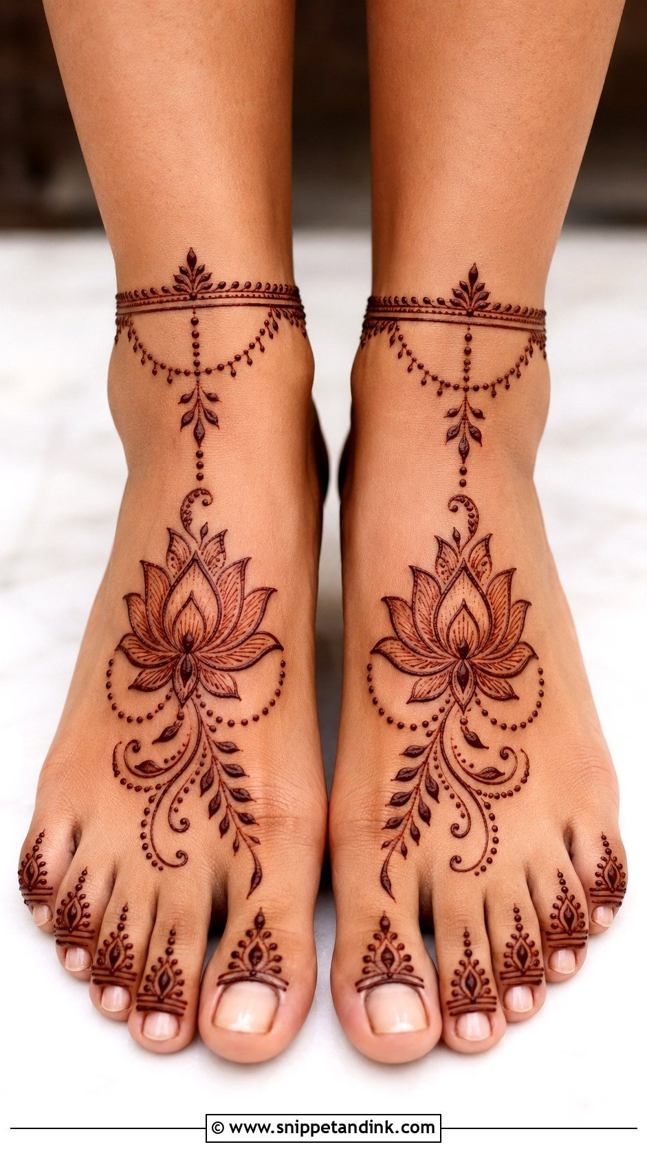 Simple Lotus Leg Mehndi Design - Snippet and Ink - 35 Simple Easy Leg Mehndi Designs