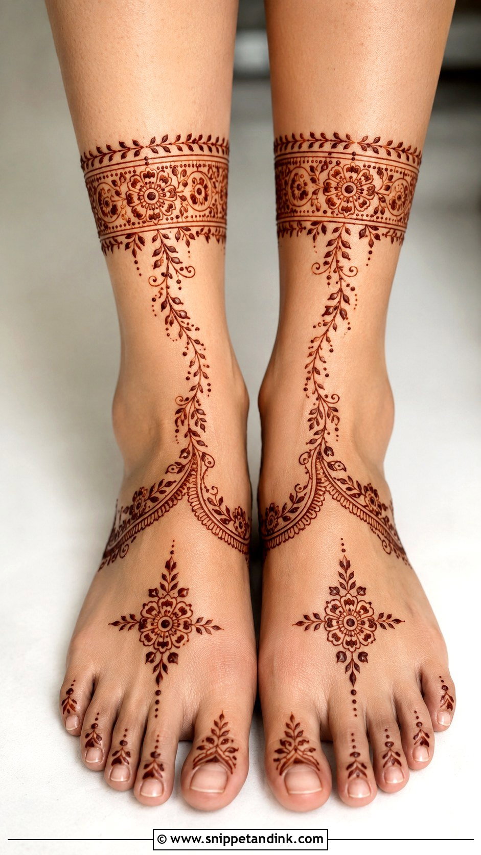 Simple Lower Leg Mehndi Design - Snippet and Ink - 35 Simple Easy Leg Mehndi Designs