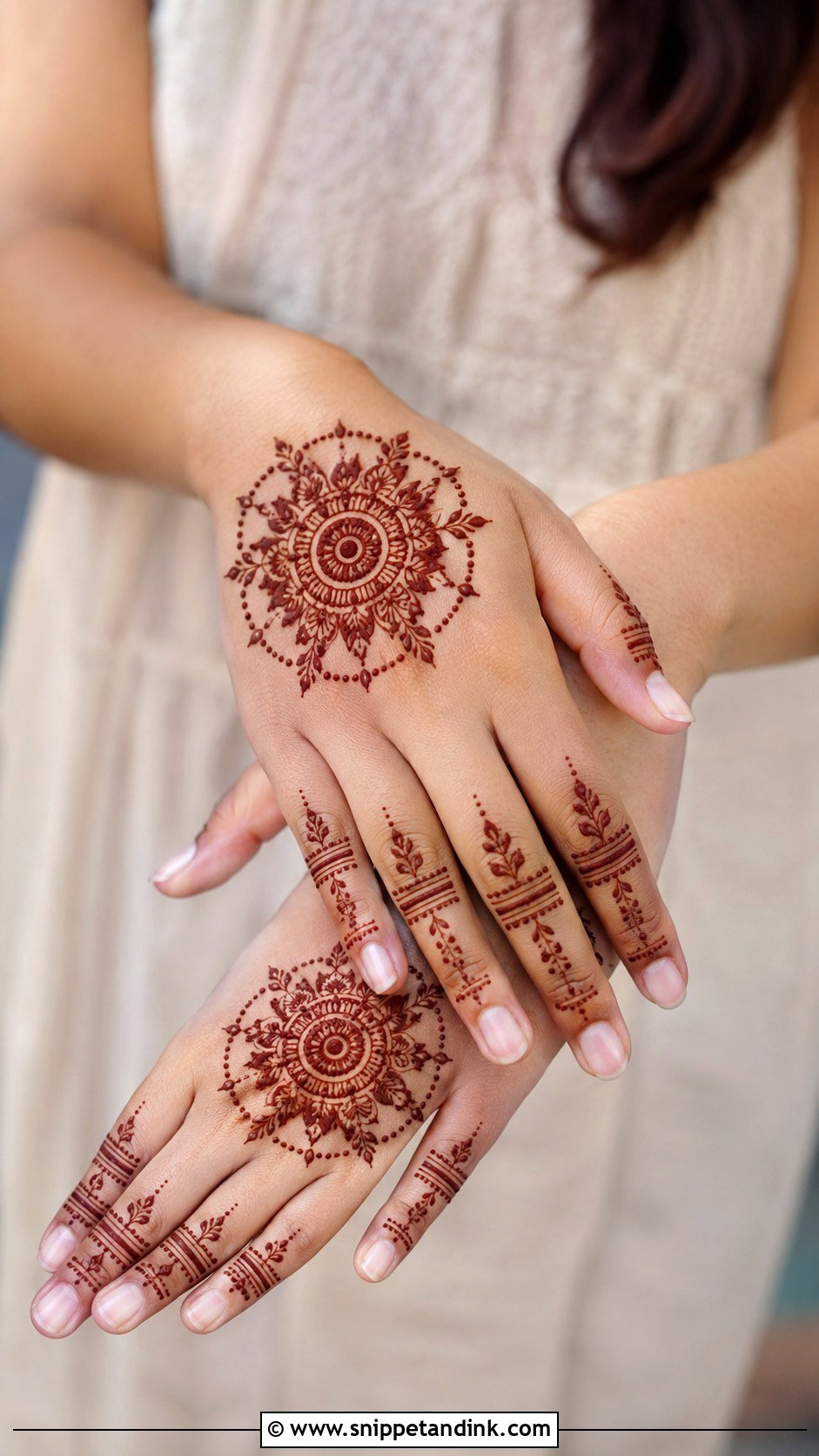 Simple Mandala Back Hand Mehndi Design - Snippet and Ink - 30 Modern Minimal Back Hand Mehndi Designs