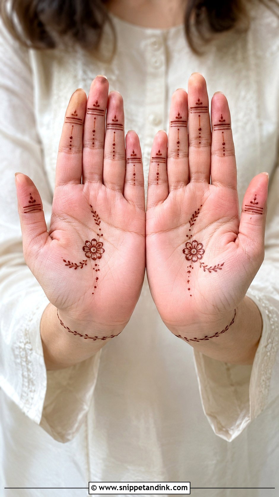 Simple Minimal Front Palm Mehndi Design - Snippet and Ink - 35 Simple Front Palm Mehndi Designs