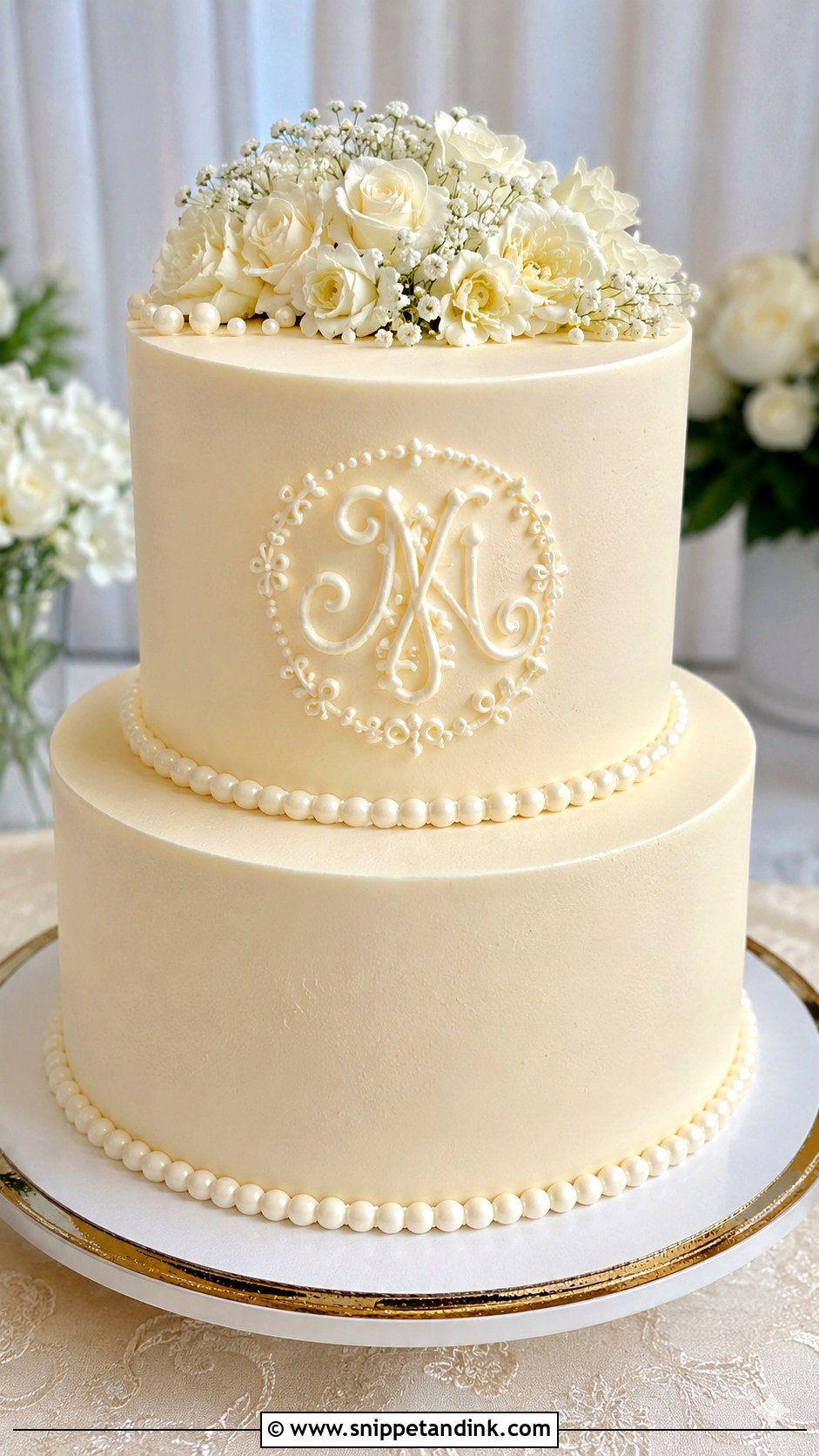 Simple Monogram Wedding Cake Piping - Snippet and Ink - 25 Simple Wedding Cake Piping
