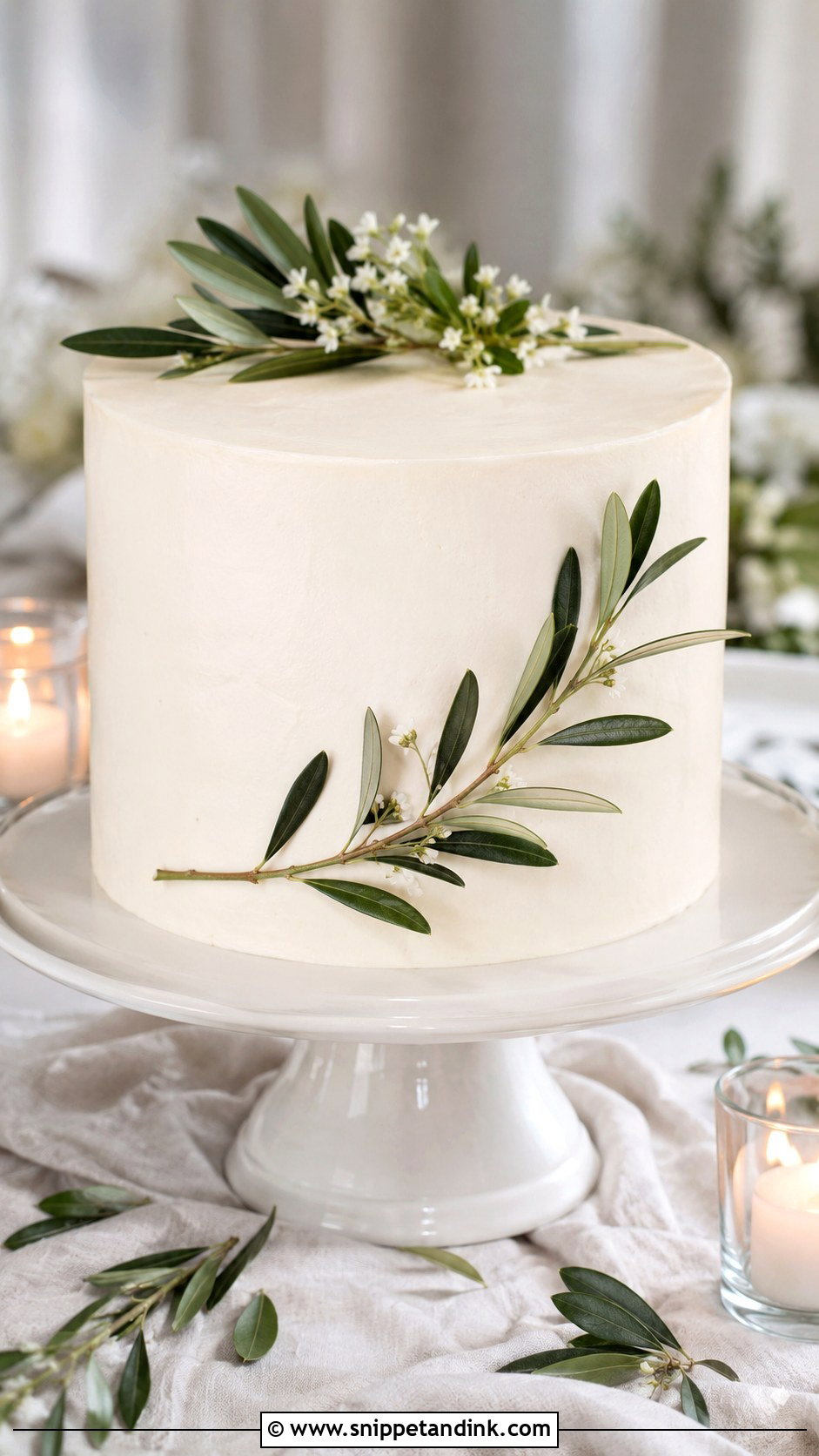Simple Olive Leaf Wedding Cake - Snippet and Ink - 35 Olive Leaf Wedding Cake Ideas