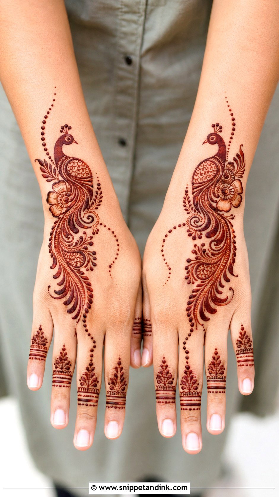 Simple Peacock Back Hand Mehndi Design - Snippet and Ink - 35 Simple Unique Back Hand Mehndi Designs