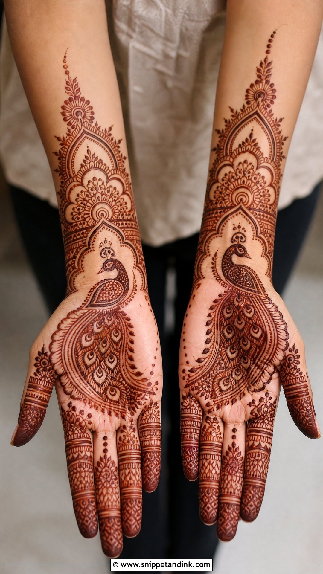 Simple Peacock Bridal Mehndi Design - Snippet and Ink - 20 Simple Easy Bridal Mehndi Designs