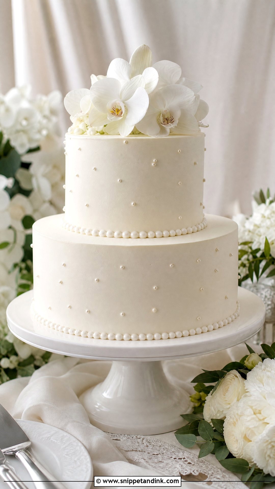 Simple Pearl Wedding Cake - Snippet and Ink - 25 Simple Wedding Cakes