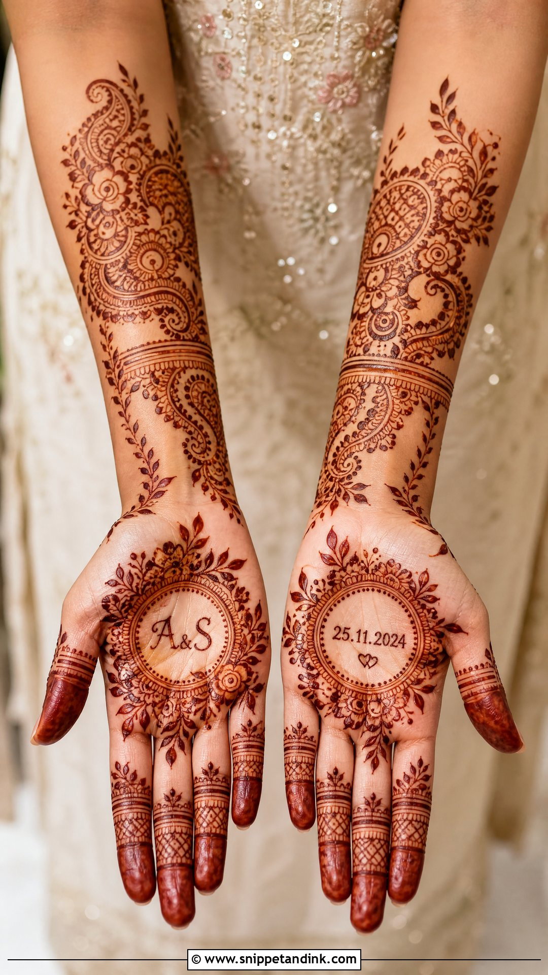Simple Personalized Wedding Mehndi Design - Snippet and Ink - 25 Simple Wedding Mehndi Designs