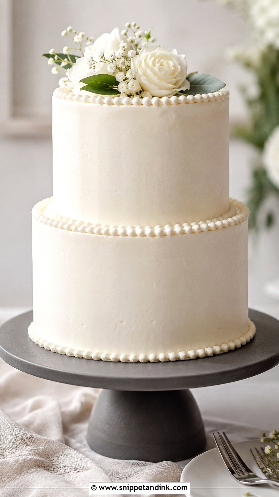 Simple Piped Bead Border Wedding Cake - Snippet and Ink - 25 Simple Wedding Cake Piping