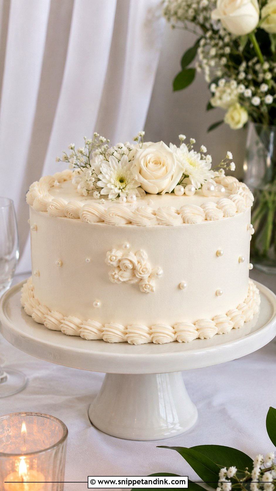 Simple Piped Cutting Cake - Snippet and Ink - 25 Simple Wedding Cake Piping