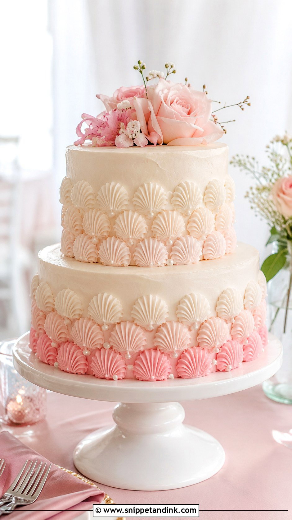 Simple Piped Ombre Wedding Cake - Snippet and Ink - 25 Simple Wedding Cake Piping