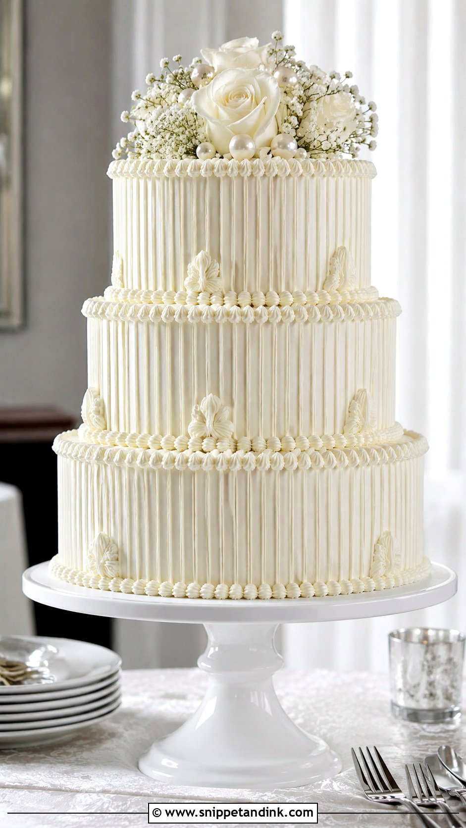 Simple Piped Tiered Wedding Cake - Snippet and Ink - 25 Simple Wedding Cake Piping