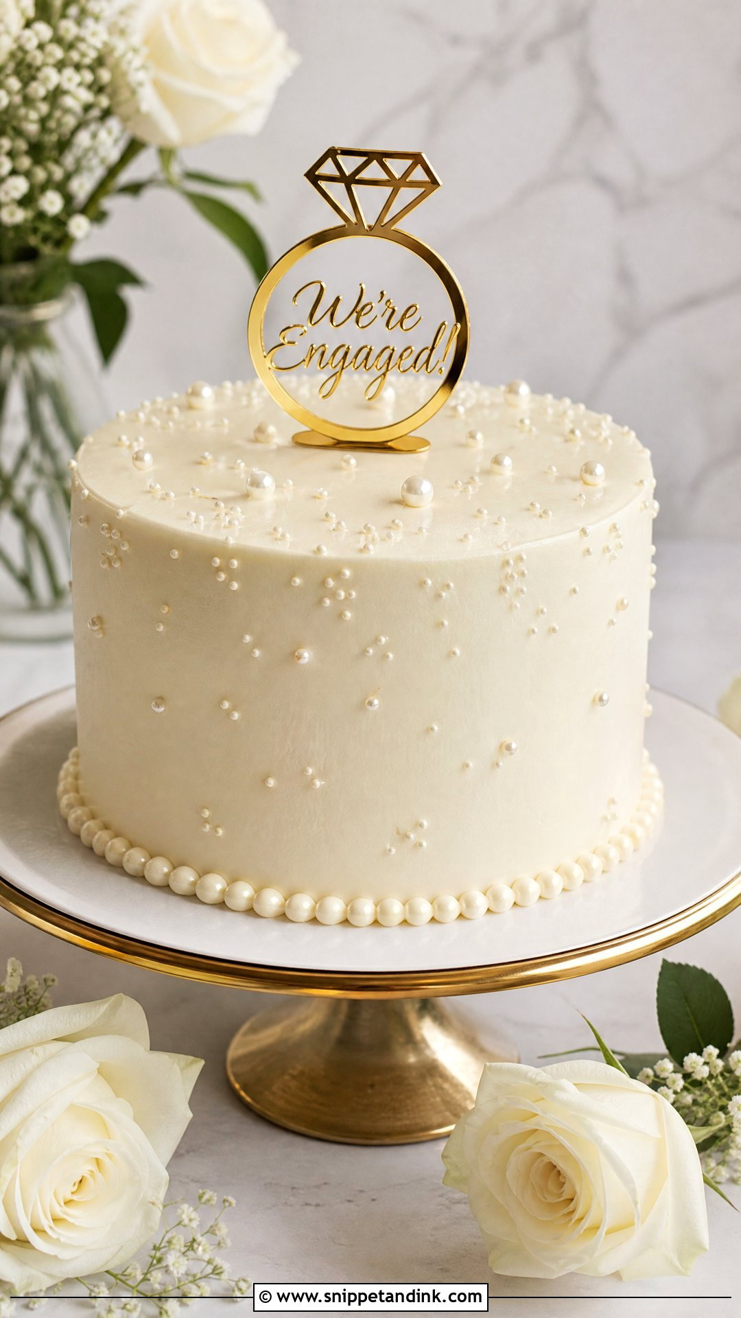 Simple Ring Engagement Cake - Snippet and Ink - 20 Simple Engagement Cake Ideas
