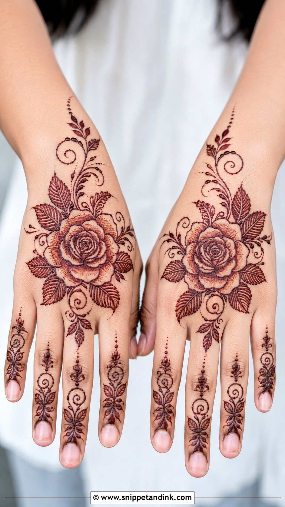 Simple Rose Back Hand Mehndi Design - Snippet and Ink - 35 Simple Unique Back Hand Mehndi Designs