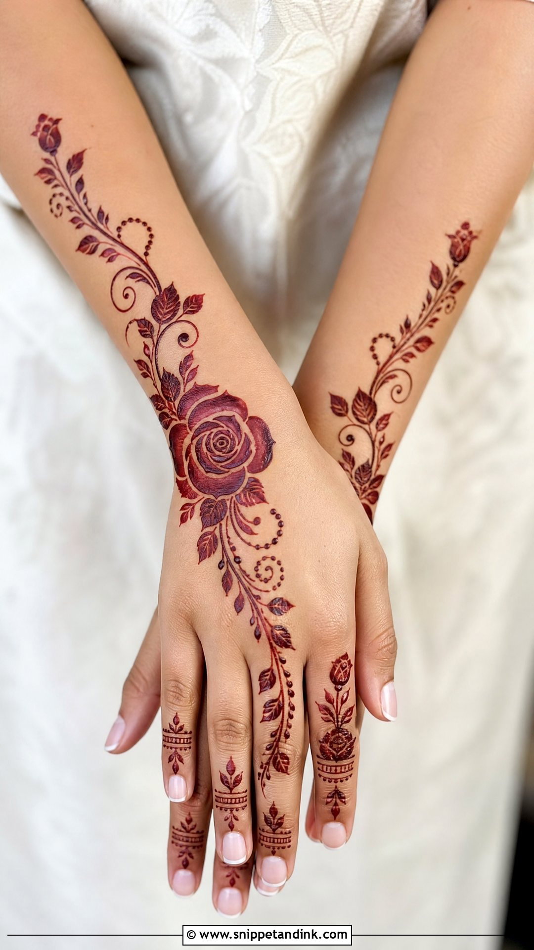 Simple Rose Mehndi Design - Snippet and Ink - 30 Simple Beautiful Mehndi Designs