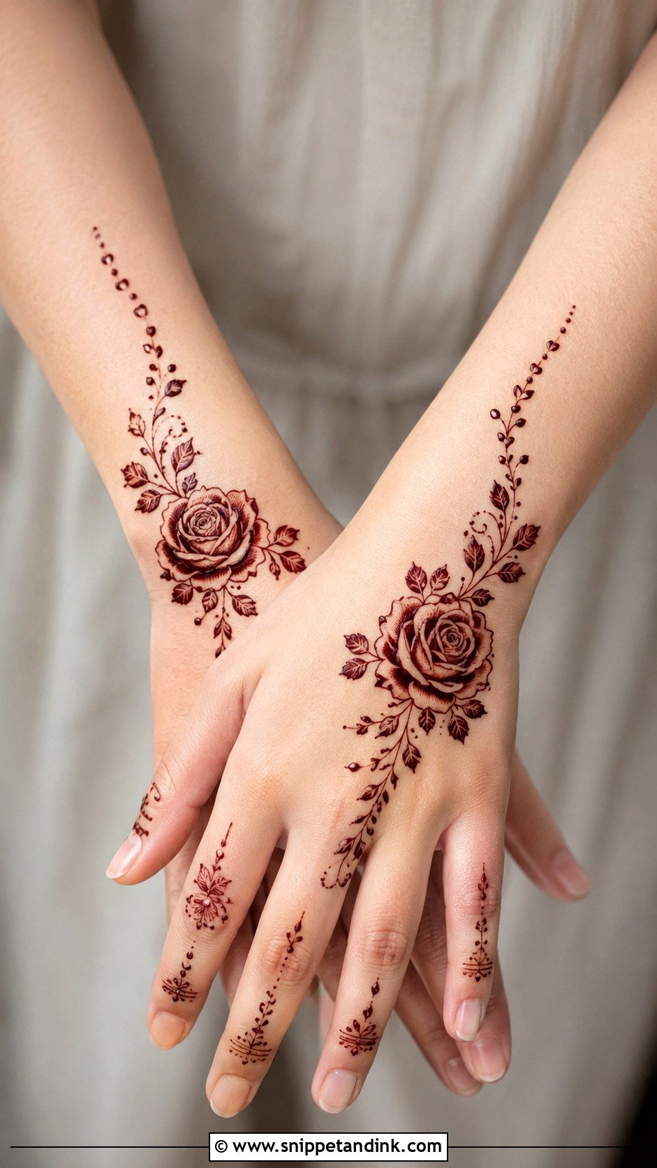 Simple Rose Mehndi Design - Snippet and Ink - 35 Rose Mehndi Designs