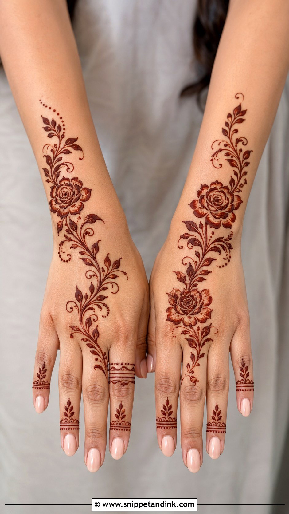 Simple Rose Mehndi Design - Snippet and Ink - 35 Simple Aesthetic Mehndi Designs