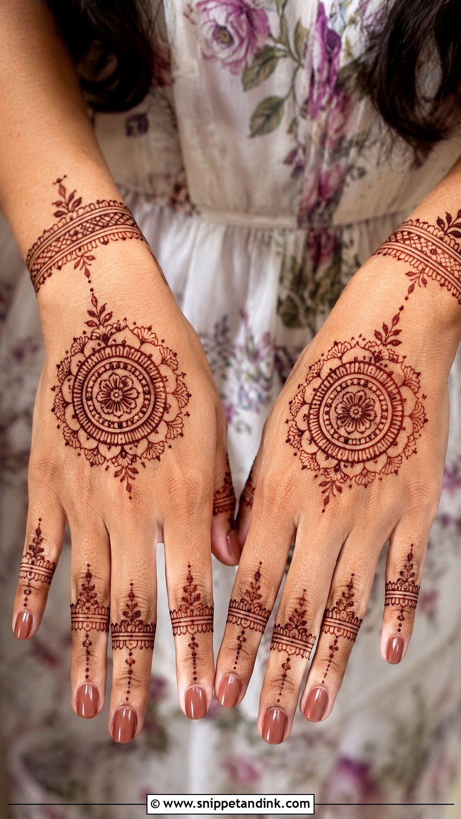 Simple Round Backhand Mehndi Design - Snippet and Ink - 35 Simple Backhand Mehndi Designs