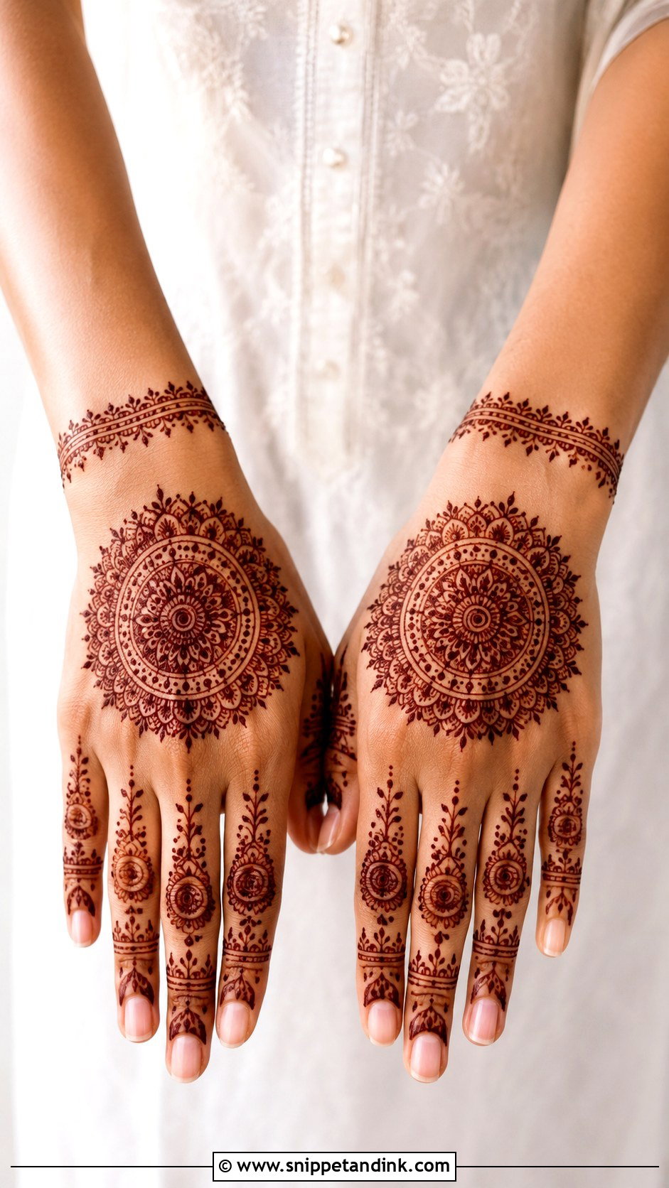 Simple Round Tikki Back Hand Mehndi Design - Snippet and Ink - 35 Simple Unique Back Hand Mehndi Designs
