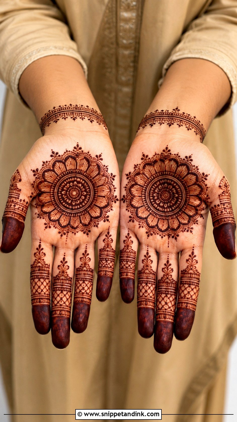 Simple Round Tikki Front Palm Mehndi Design - Snippet and Ink - 35 Simple Front Palm Mehndi Designs