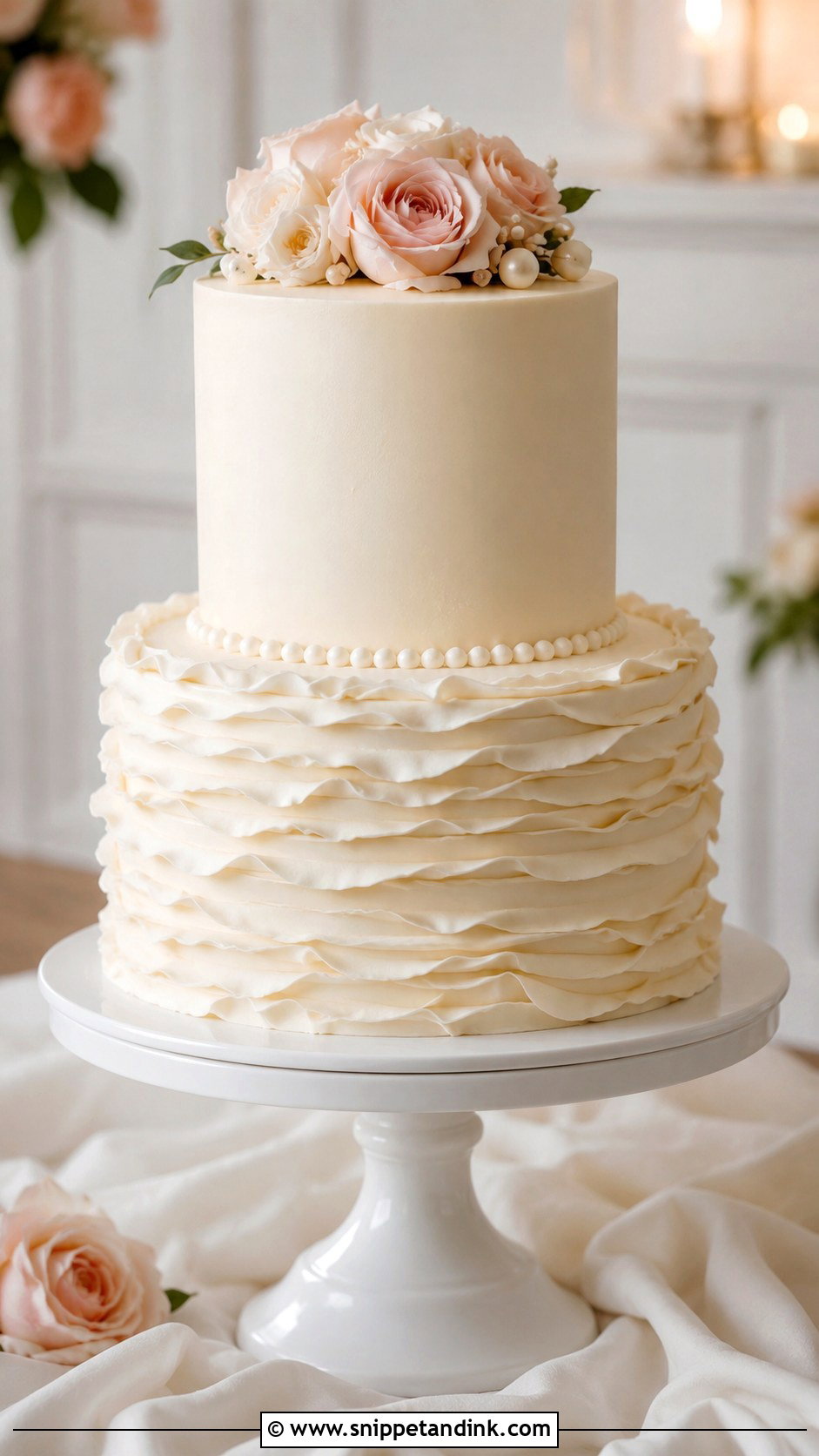 Simple Ruffle Wedding Cake Piping - Snippet and Ink - 25 Simple Wedding Cake Piping