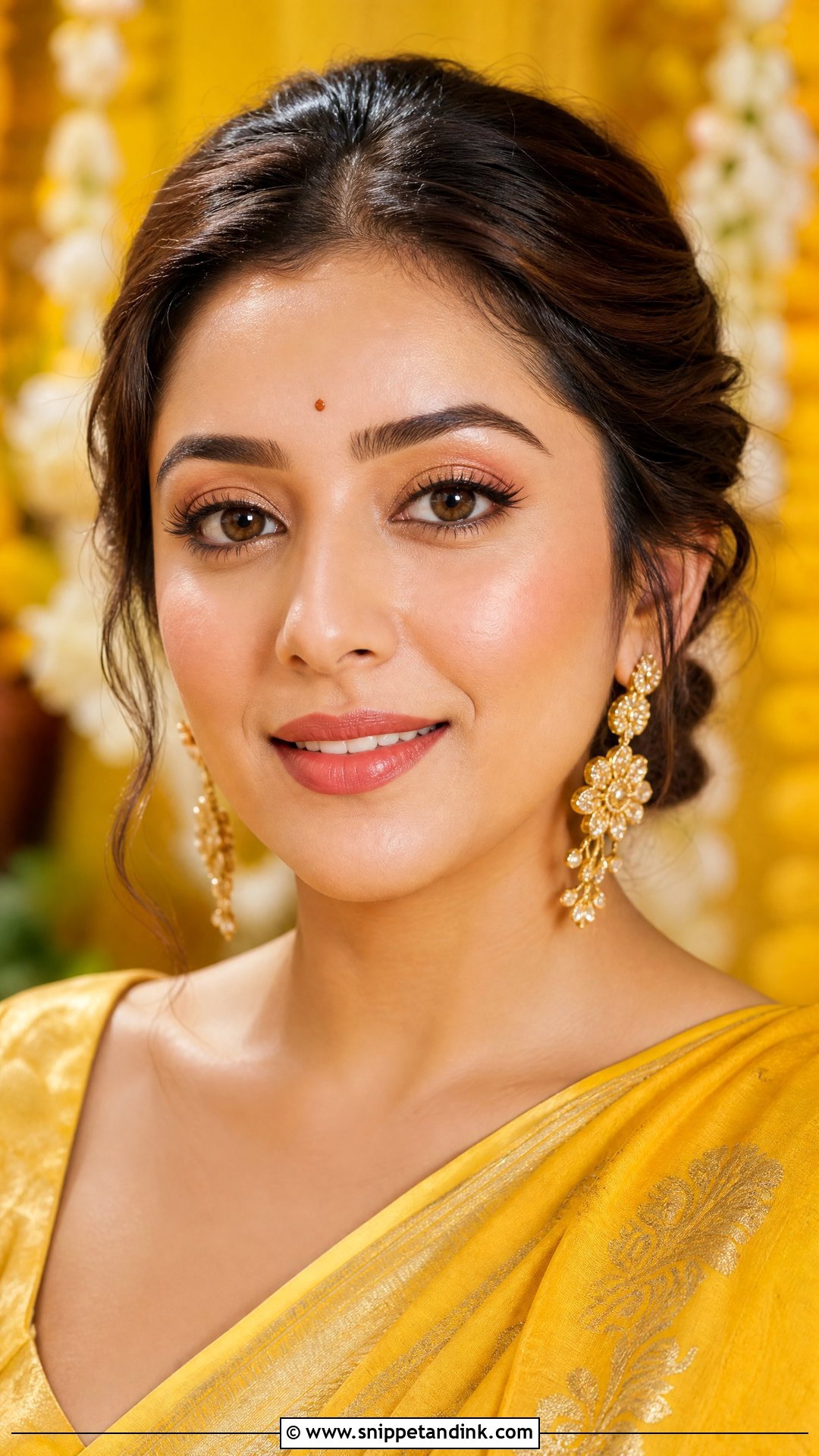 Simple Saree Haldi Bridal Makeup - Snippet and Ink - 25 Haldi Bridal Look Ideas