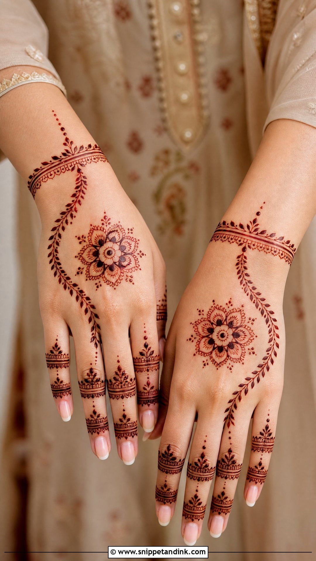 Simple Semi Bridal Mehendi Design For Back Hand - Snippet and Ink - 25 Semi Bridal Mehendi Design for Back Hand Ideas