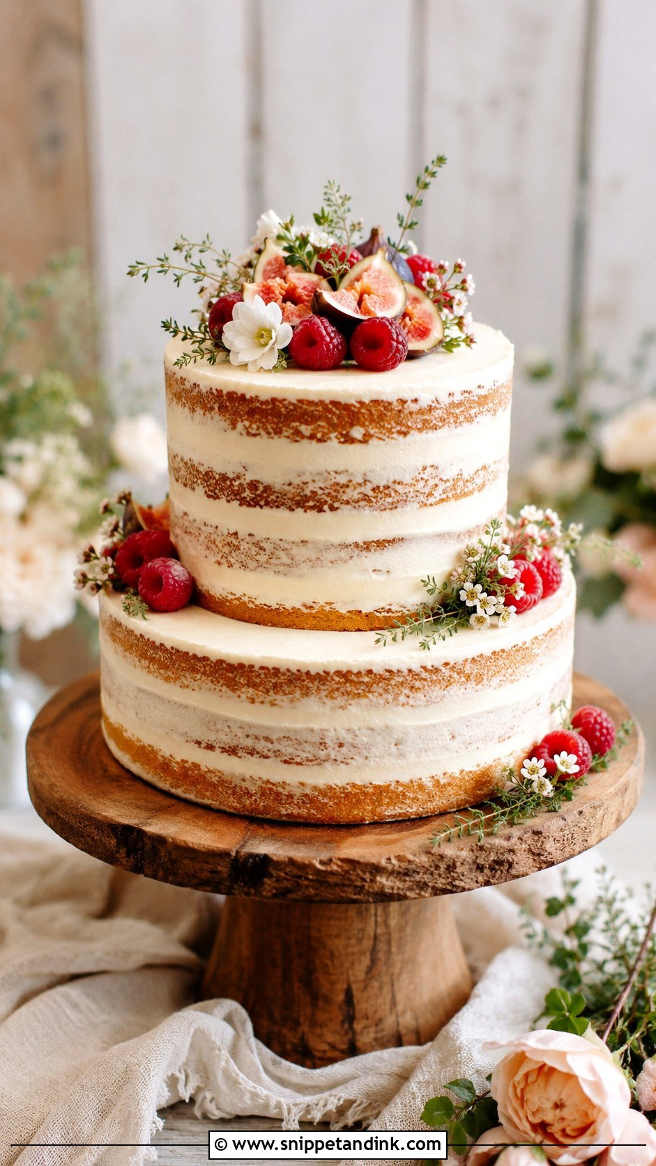 Simple Semi Naked Wedding Cake - Snippet and Ink - 20 Unique Simple Cake Designs for Wedding