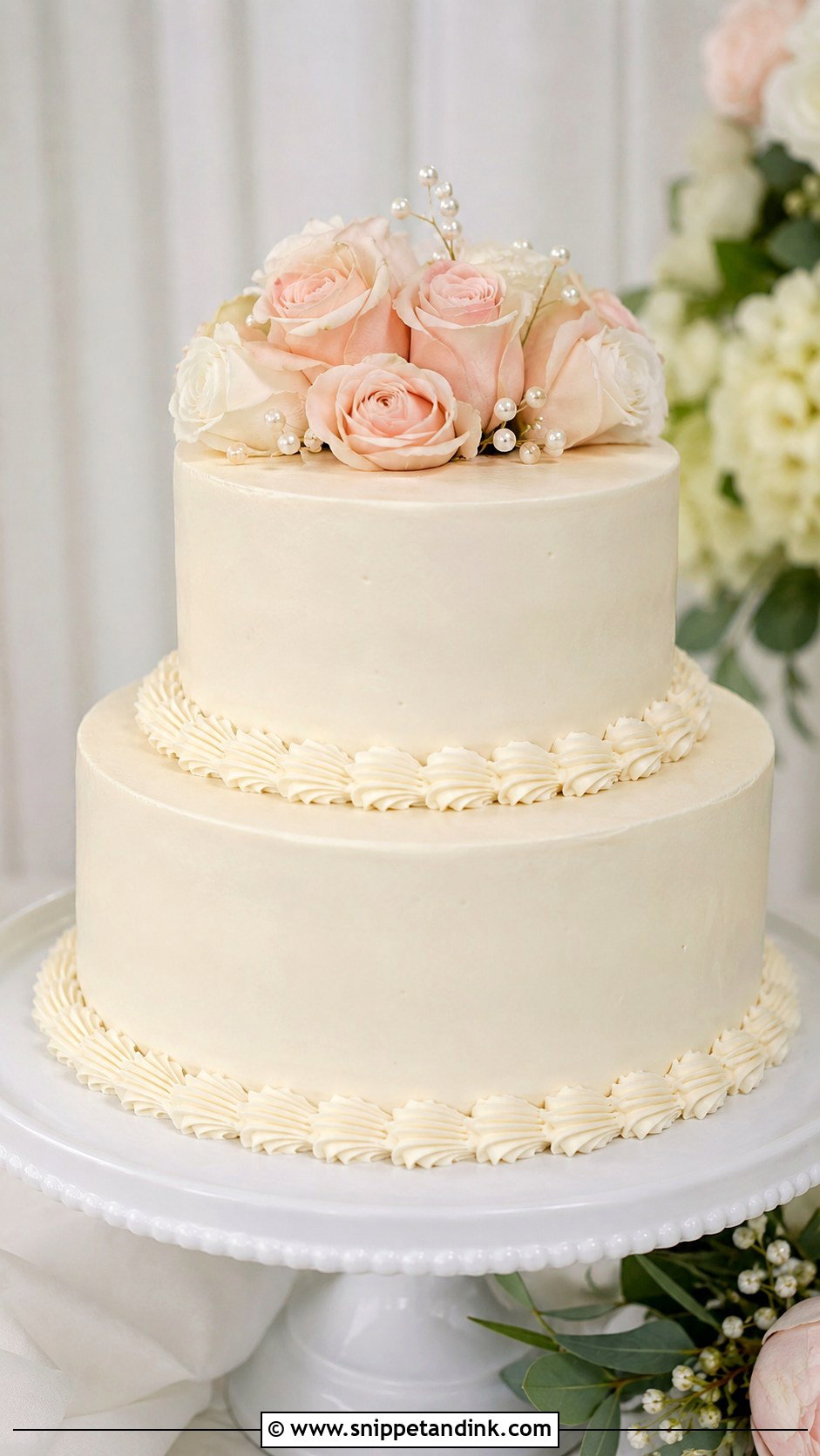 Simple Shell Border Wedding Cake - Snippet and Ink - 25 Simple Wedding Cake Piping