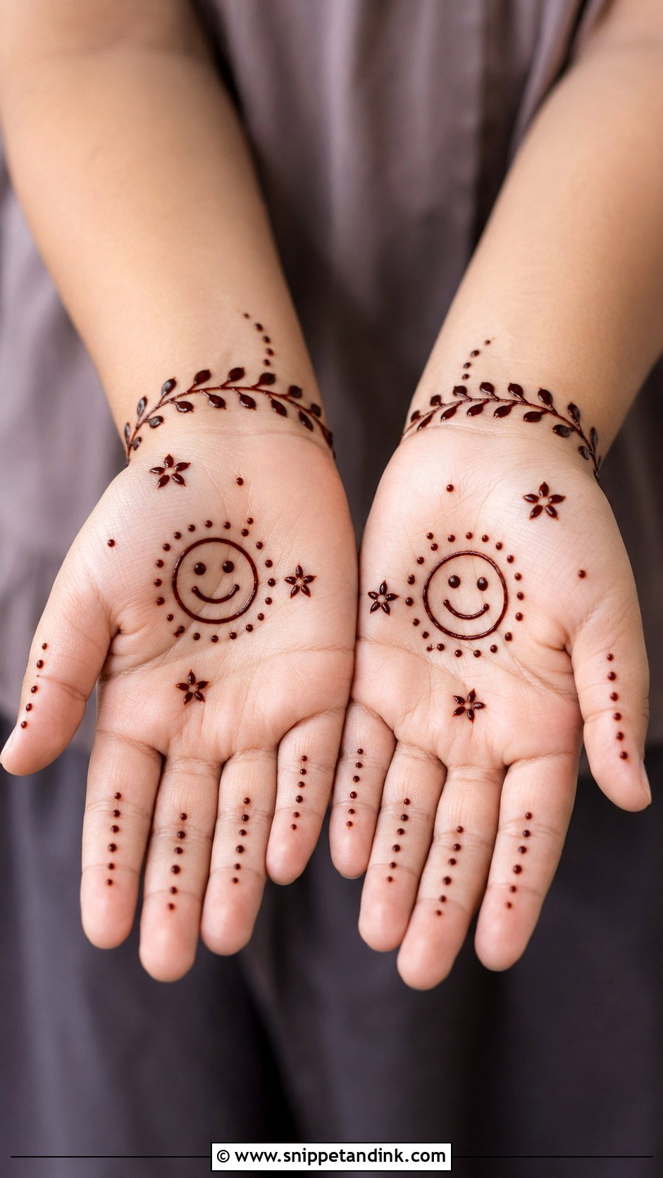 Simple Smiley Mehndi Design For Kids - Snippet and Ink - 30 Very Simple Mehndi Designs for Kids