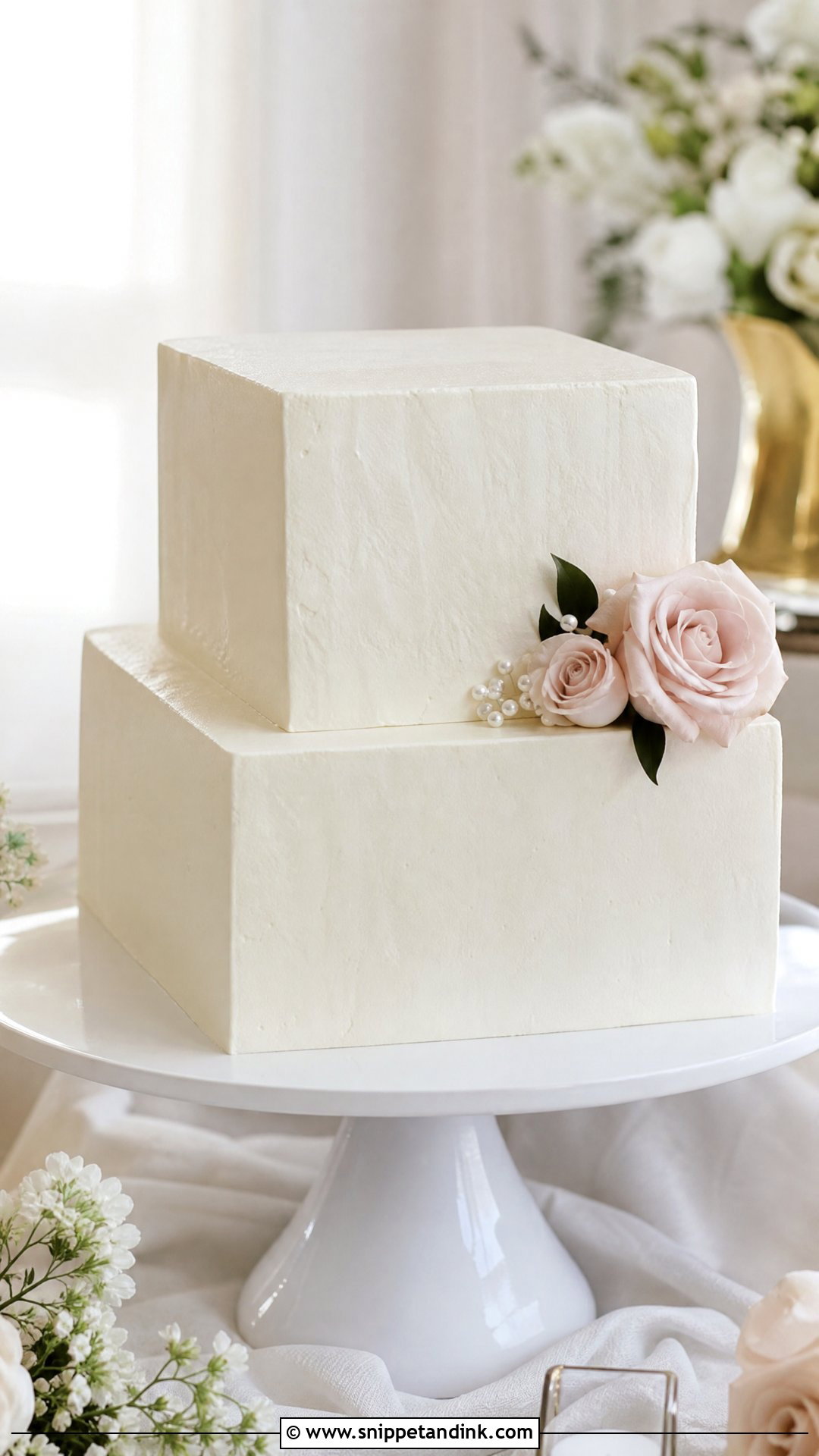 Simple Square Wedding Cake - Snippet and Ink - 20 Square Wedding Cakes