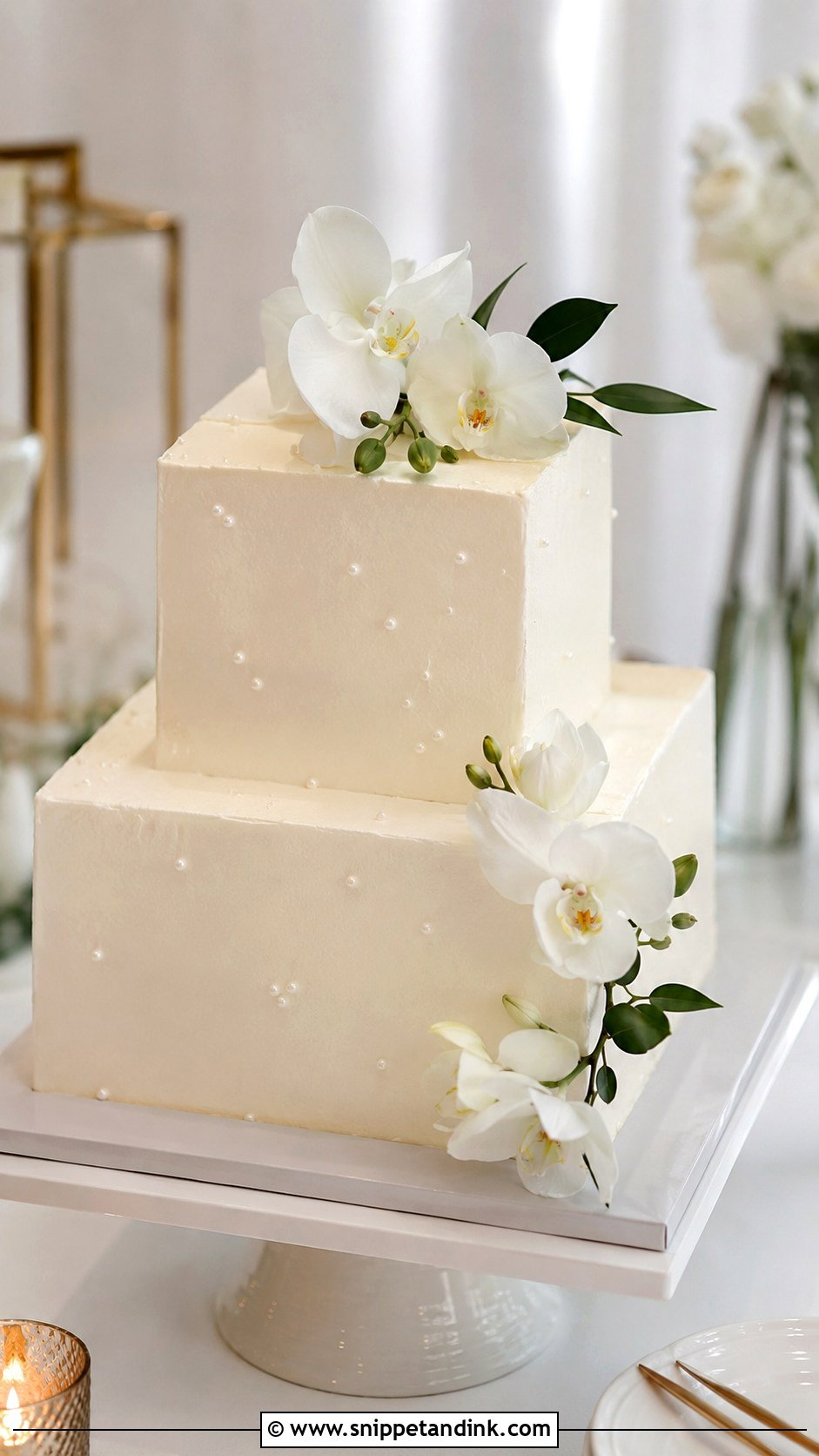 Simple Square Wedding Cake - Snippet and Ink - 20 Budget Wedding Cake Ideas