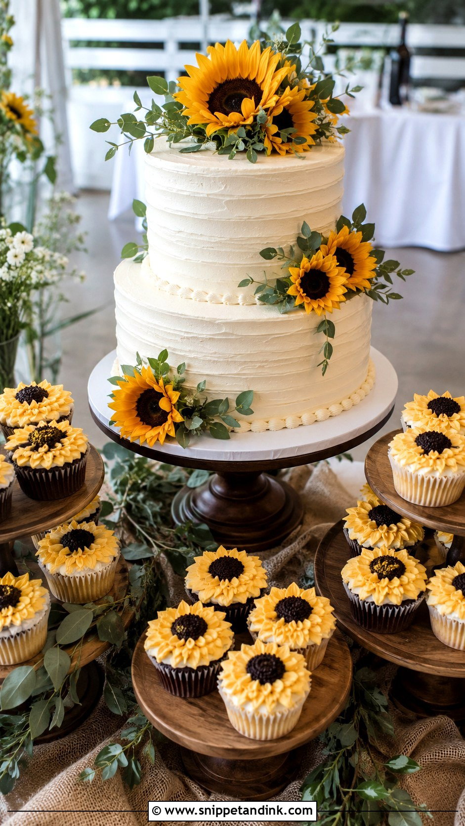 Simple Sunflower Wedding Cake - Snippet and Ink - 20 Sunflower Wedding Cake Ideas