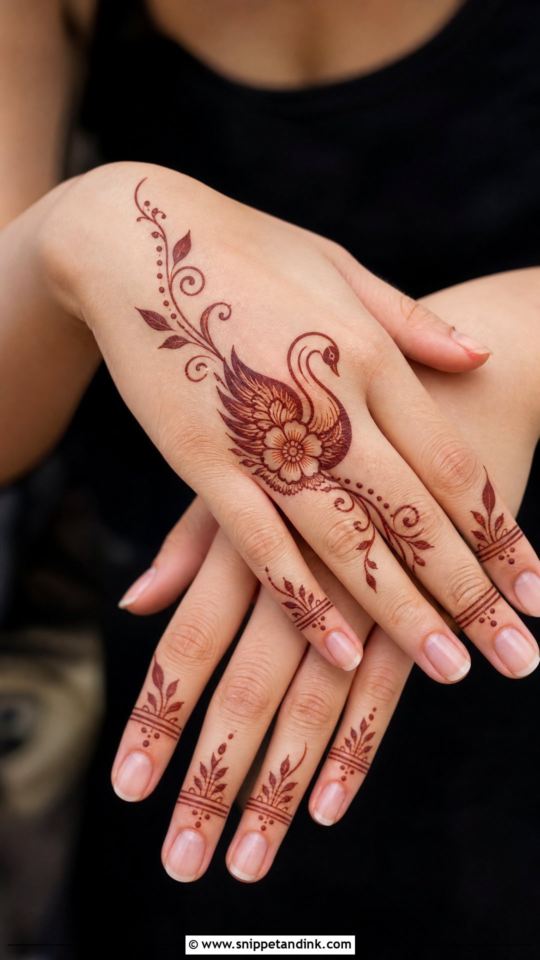 Simple Swan Mehndi Design - Snippet and Ink - 30 Swan Mehndi Designs