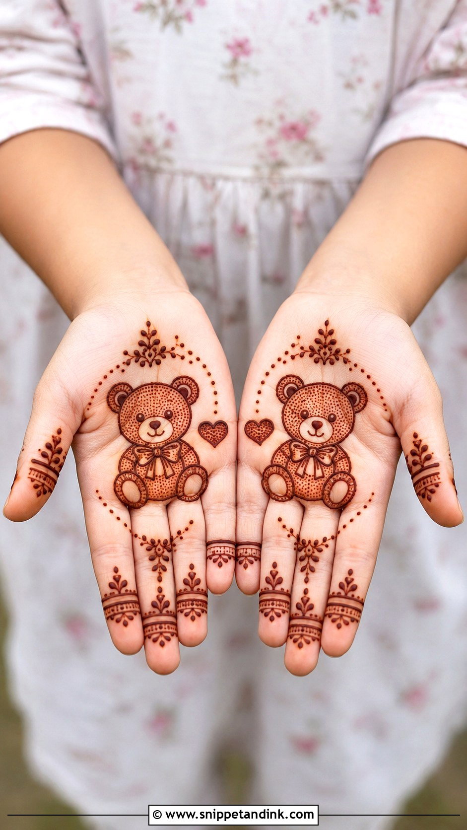 Simple Teddy Bear Mehndi Design For Kids - Snippet and Ink - 30 Very Simple Mehndi Designs for Kids