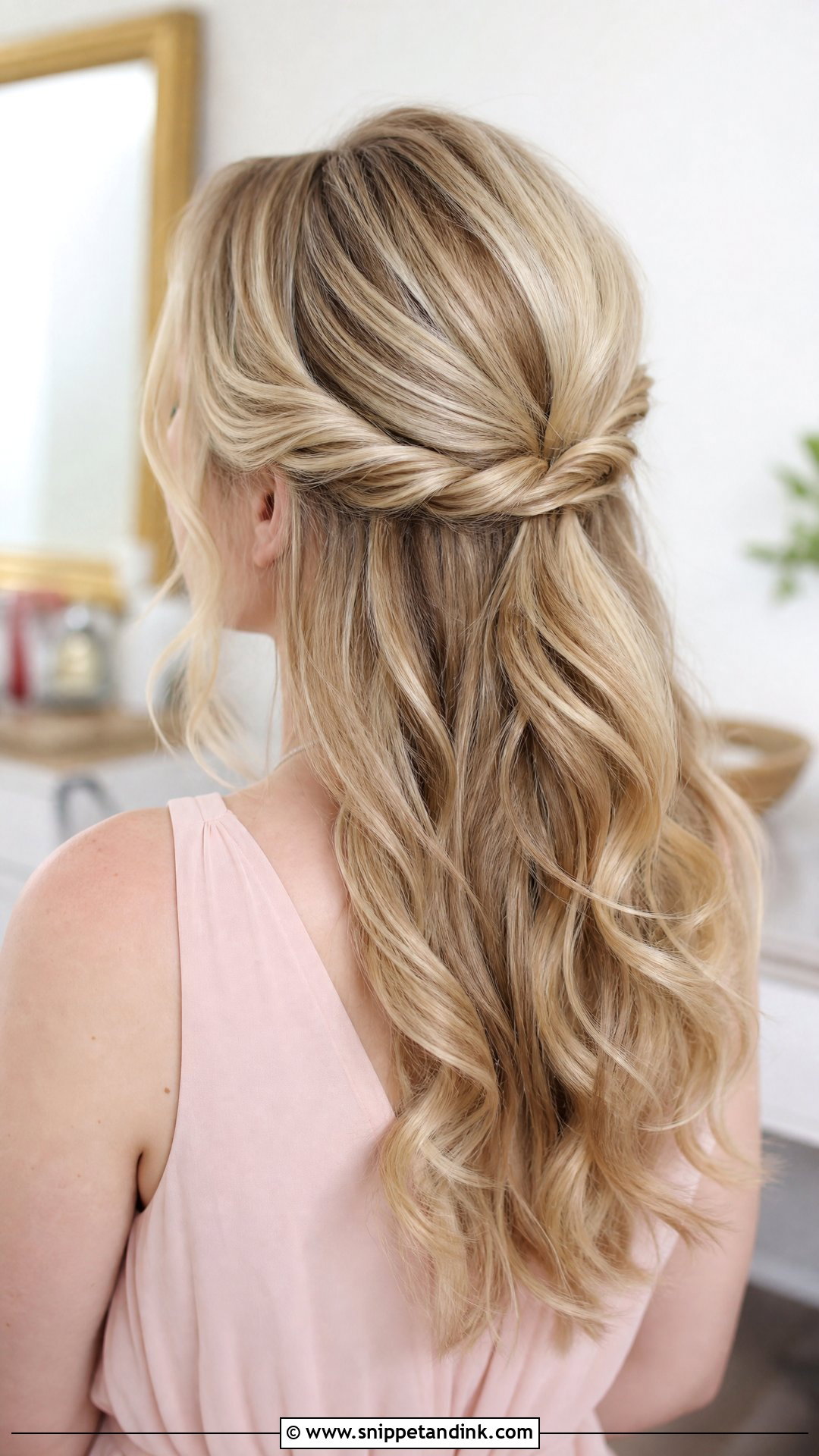 Simple Twisted Half Up Hairstyle - Snippet and Ink - 20 Simple Hairstyle for Wedding Party Ideas