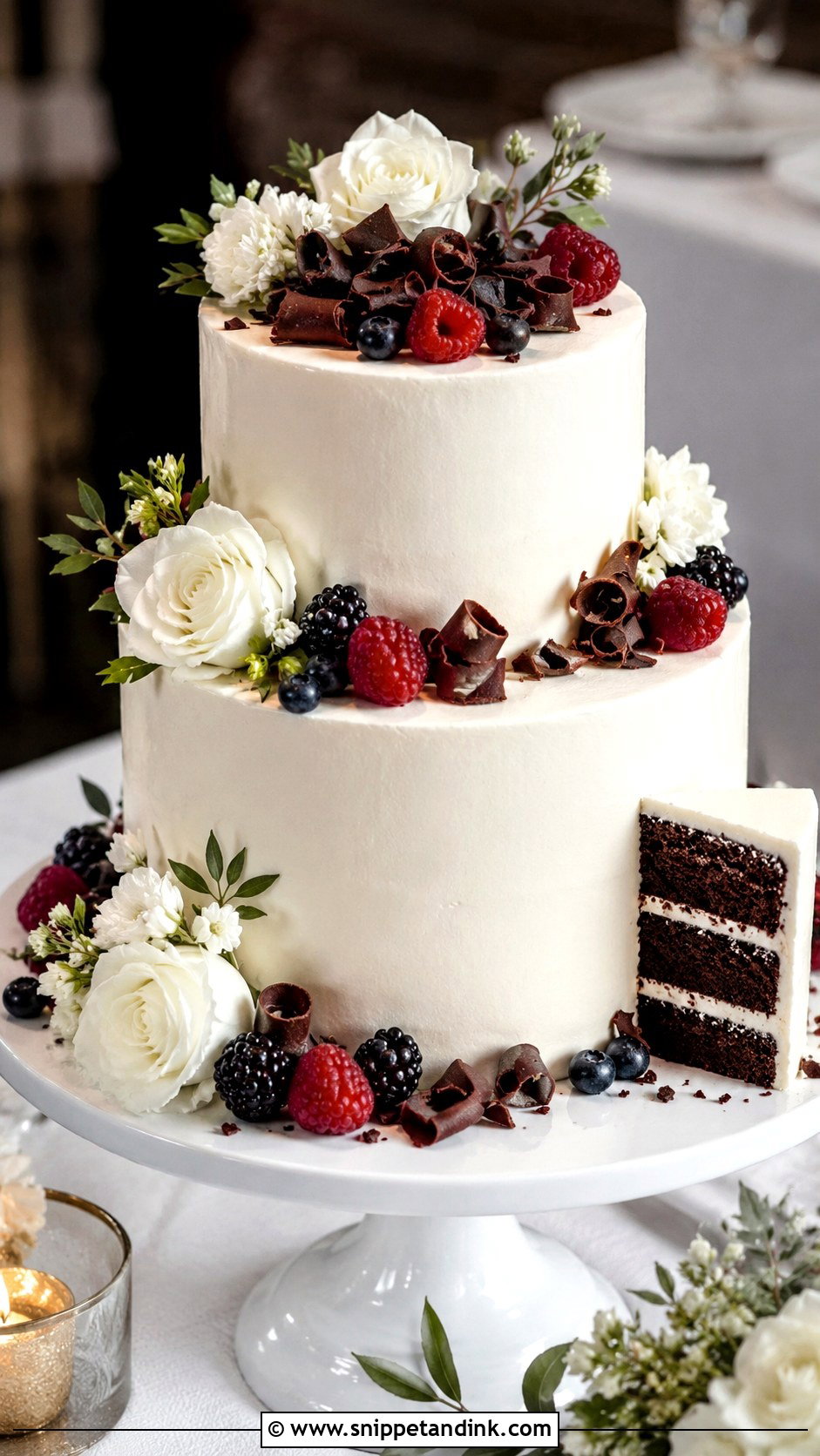 Simple Two Tier Wedding Cake With Chocolate - Snippet and Ink - 30 Simple Two Tiered Wedding Cakes