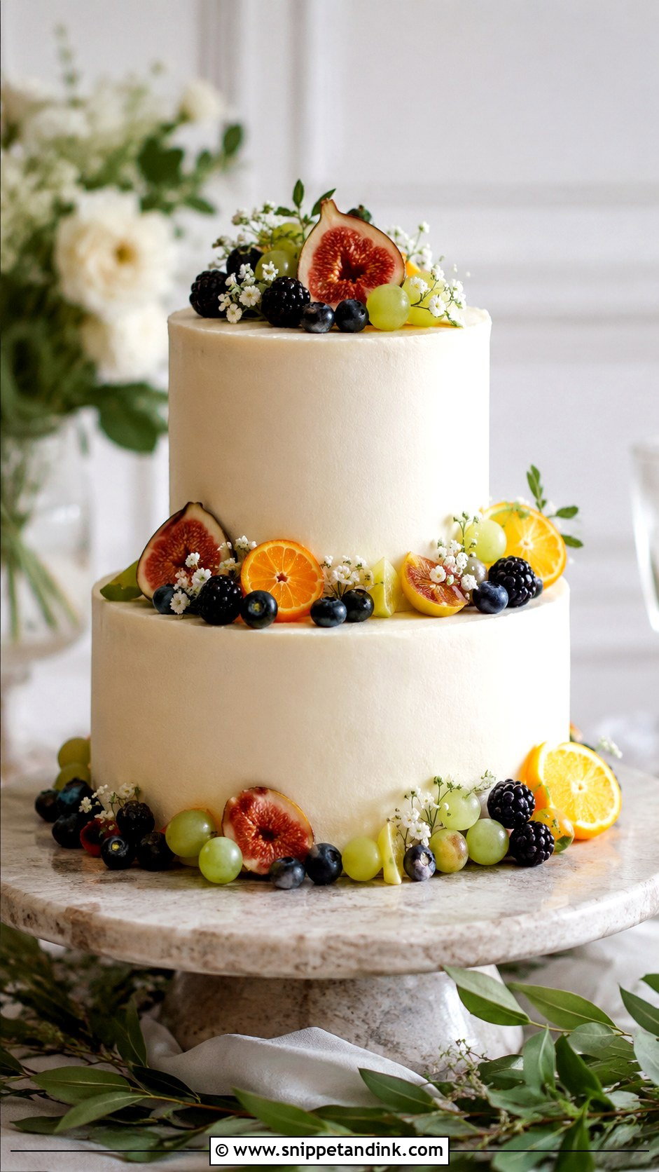 Simple Two Tier Wedding Cake With Fruit - Snippet and Ink - 30 Simple Two Tiered Wedding Cakes