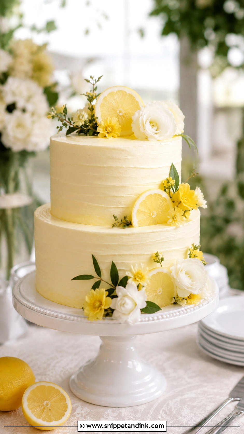 Simple Two Tier Wedding Cake With Lemon Flavor - Snippet and Ink - 30 Simple Two Tiered Wedding Cakes