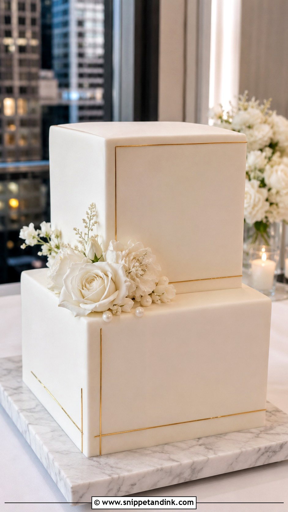 Simple Two Tier Wedding Cake With Modern Square Tiers - Snippet and Ink - 30 Simple Two Tiered Wedding Cakes