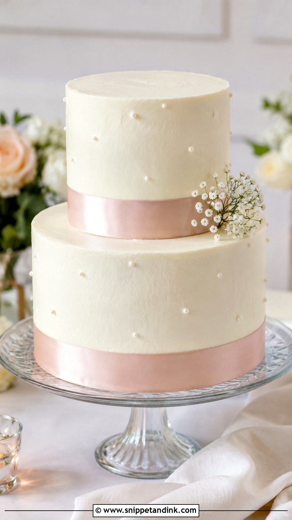 Simple Two Tier Wedding Cake With Ribbon - Snippet and Ink - 30 Simple Two Tiered Wedding Cakes