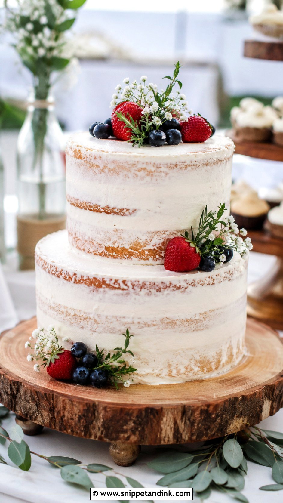 Simple Two Tier Wedding Cake With Semi Naked Frosting - Snippet and Ink - 30 Simple Two Tiered Wedding Cakes