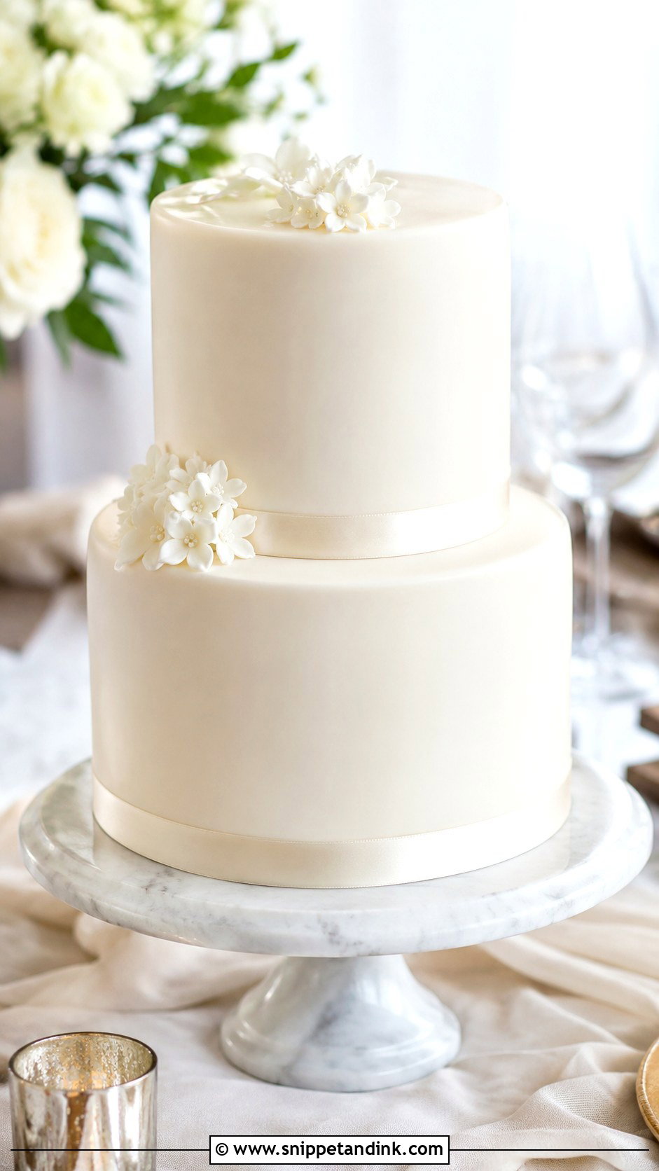 Simple Two Tier Wedding Cake With Smooth Fondant - Snippet and Ink - 30 Simple Two Tiered Wedding Cakes