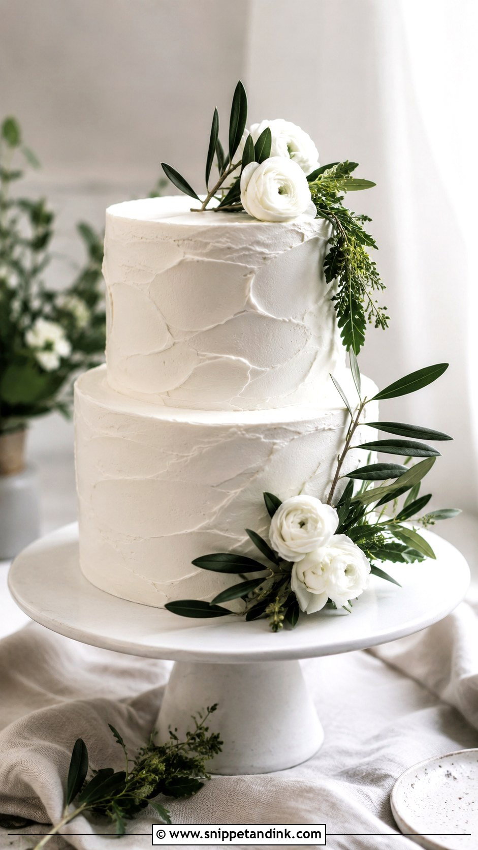 Simple Two Tier Wedding Cake With Textured Buttercream - Snippet and Ink - 30 Simple Two Tiered Wedding Cakes