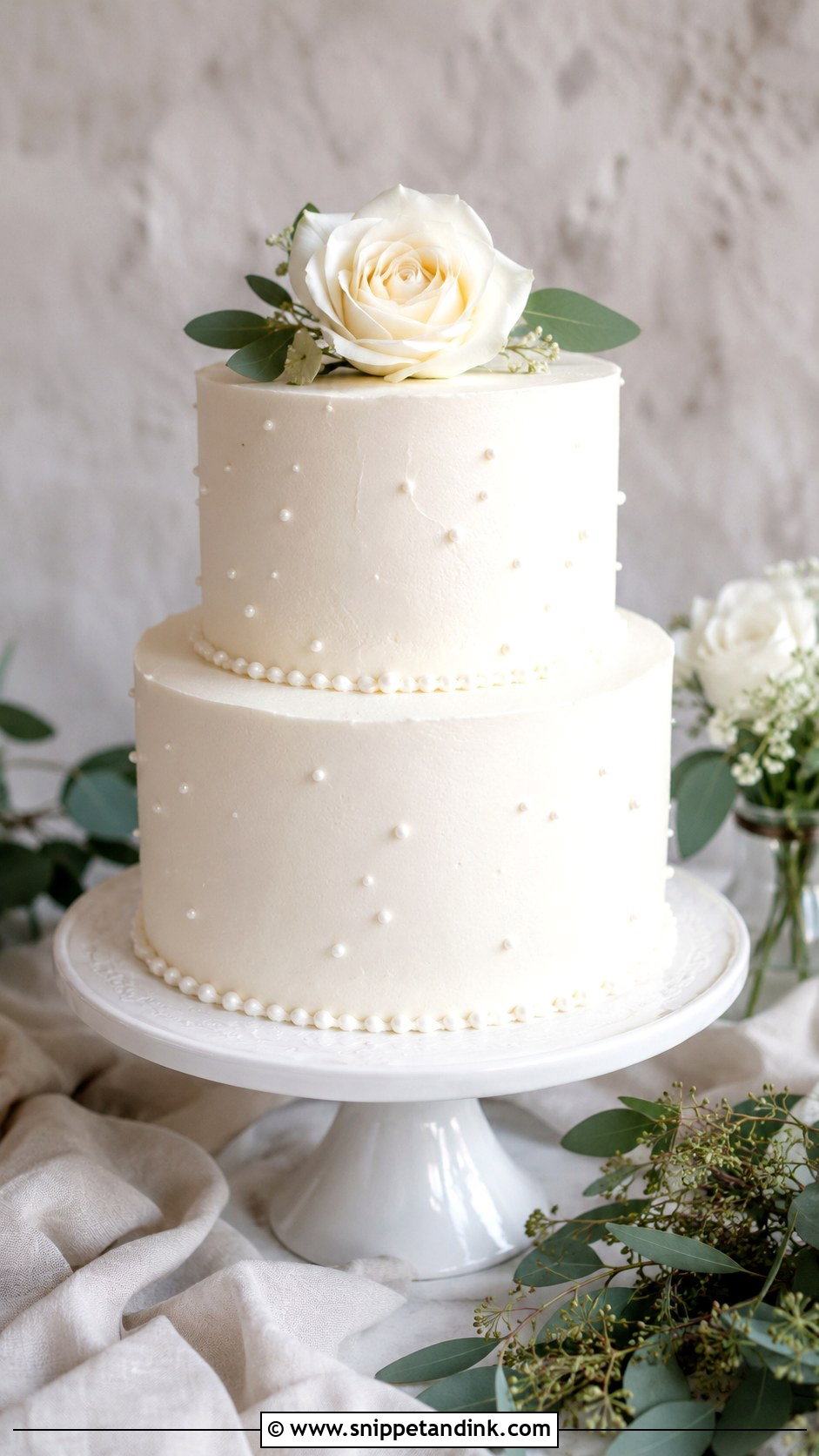 Simple Two Tier Wedding Cake With White Buttercream - Snippet and Ink - 30 Simple Two Tiered Wedding Cakes