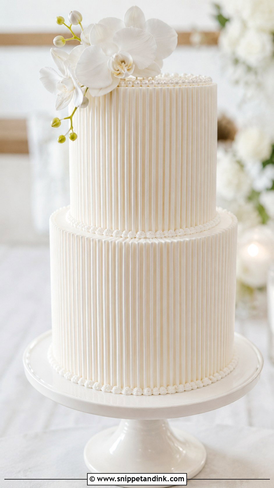 Simple Vertical Piping Wedding Cake - Snippet and Ink - 25 Simple Wedding Cake Piping