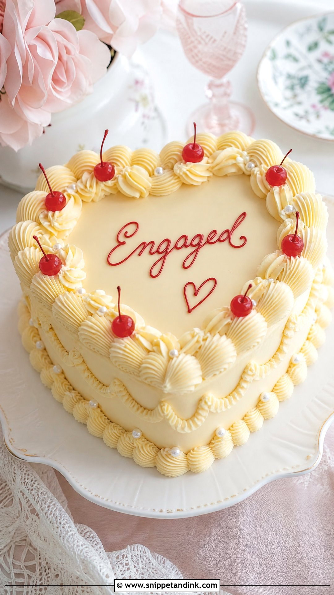 Simple Vintage Engagement Cake - Snippet and Ink - 20 Simple Engagement Cake Ideas