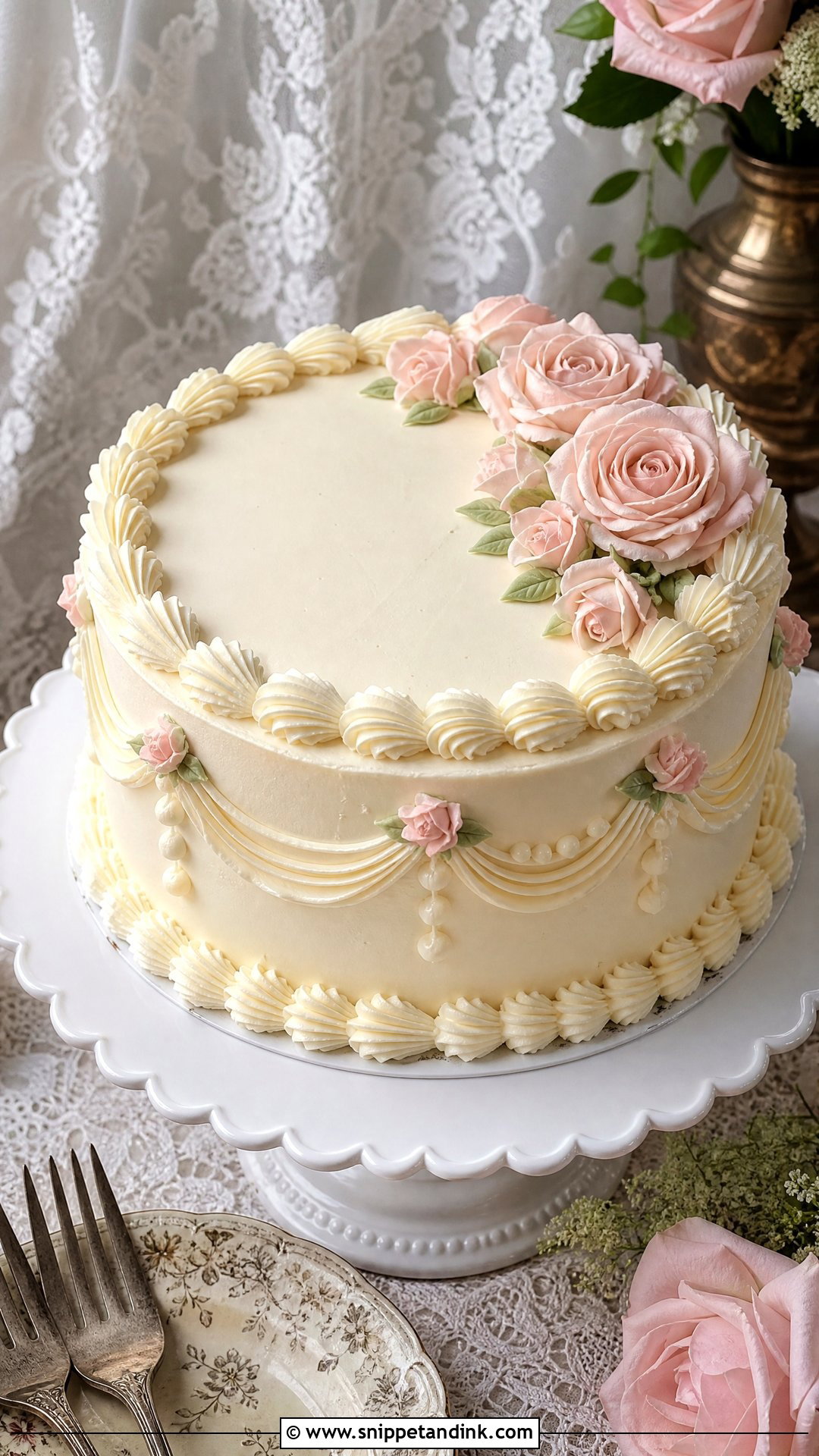Simple Vintage Wedding Cake - Snippet and Ink - 25 Simple Wedding Cakes