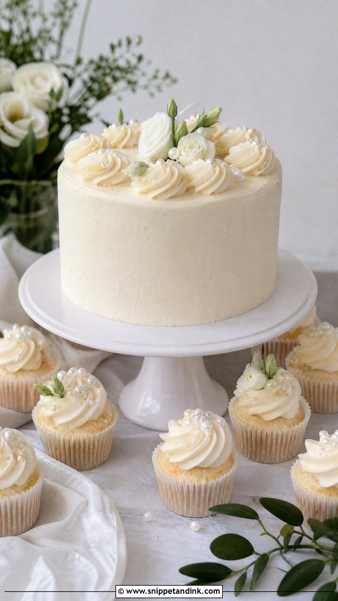 Simple Wedding Cake And Cupcakes - Snippet and Ink - 20 Wedding Cake and Cupcake Display