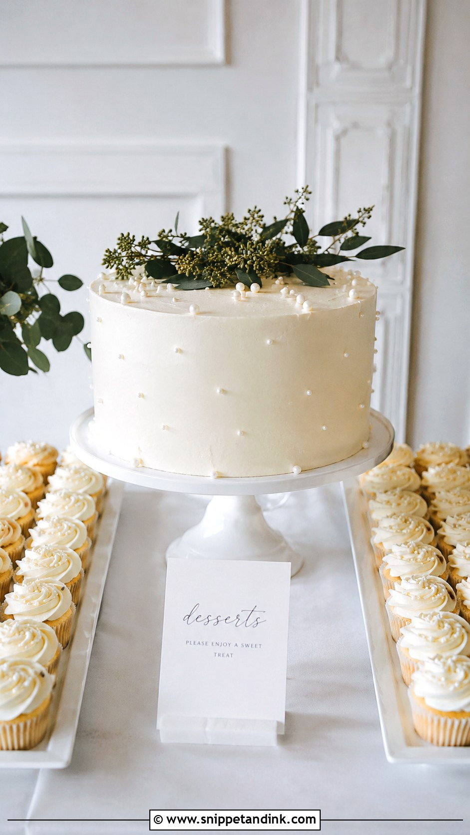 Simple Wedding Cake Table With Cupcakes - Snippet and Ink - 20 Wedding Cake Table Ideas with Cupcakes